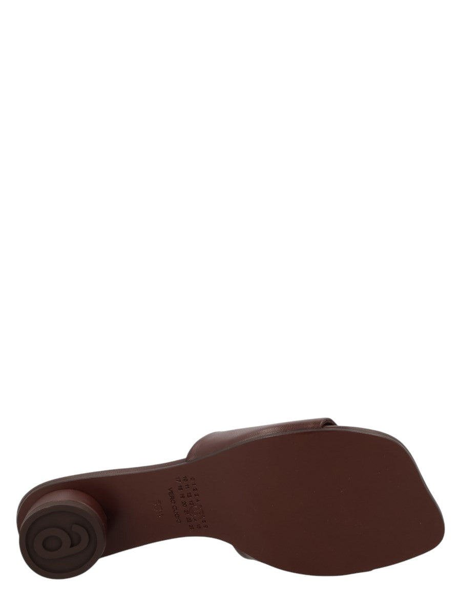 MM6 MAISON MARGIELA - SANDALO "ANATOMIC" CON TACCO klosmo-mm6-maison-margiela-brown-leather-sandal