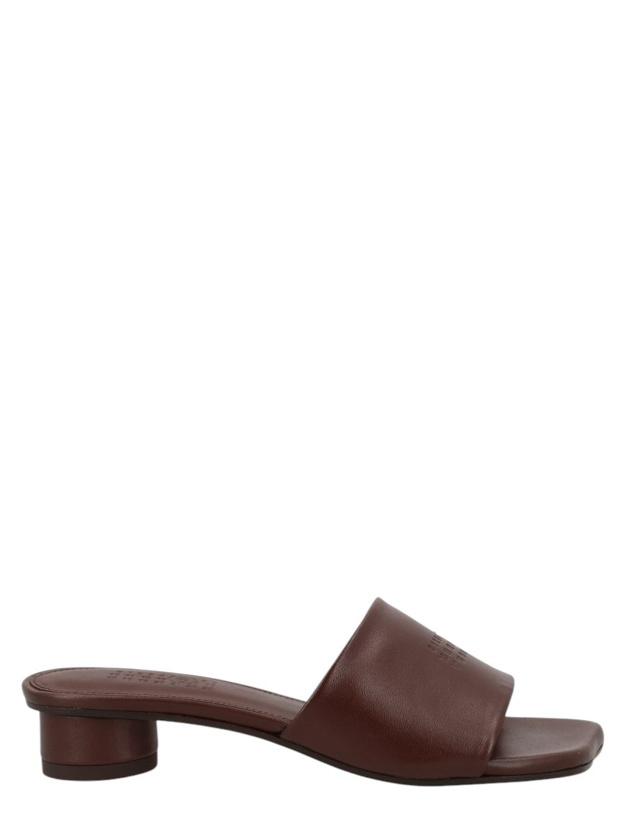 MM6 MAISON MARGIELA - SANDALO "ANATOMIC" CON TACCO klosmo-mm6-maison-margiela-brown-leather-slide-sandals