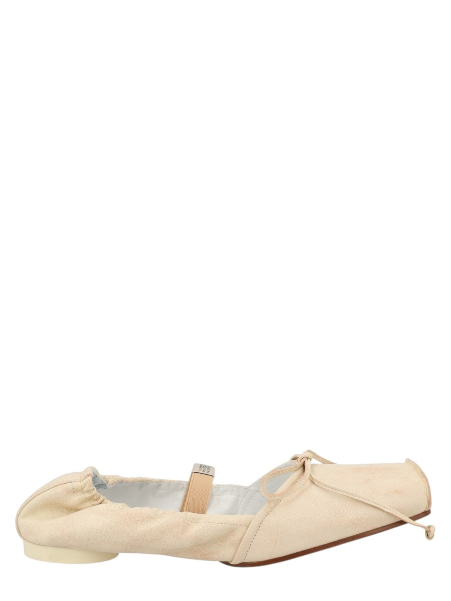 MM6 MAISON MARGIELA - BALLERINA IN PELLE CON PUNTA SQUADRATA klosmo-mm6-maison-margiela-square-toe-ballet-flats