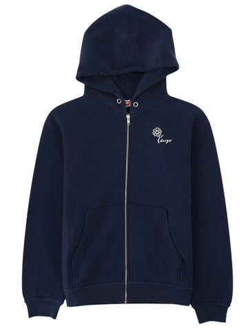 Kenzo - "KENZO TULIP" Zip-up Cotton Hoodie klosmo-navy-blue-kenzo-tulip-zip-up-hoodie