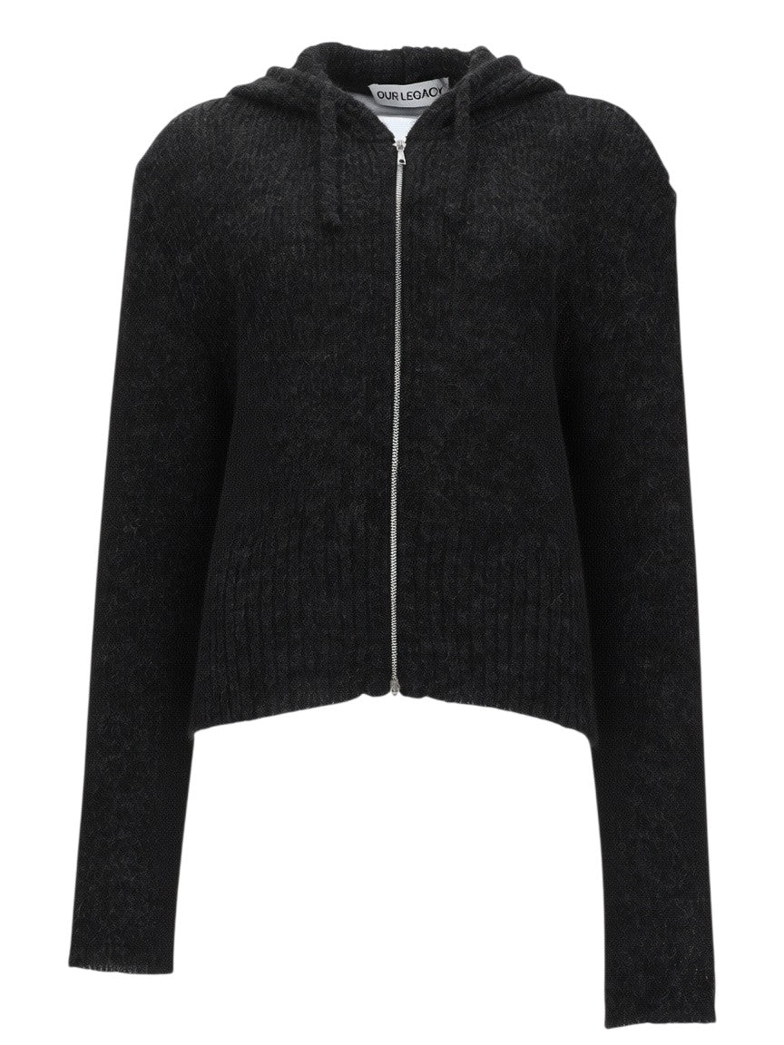 Our Legacy - "COMPACT" Zip-up Jumper klosmo-our-legacy-charcoal-alpaca-hoodie
