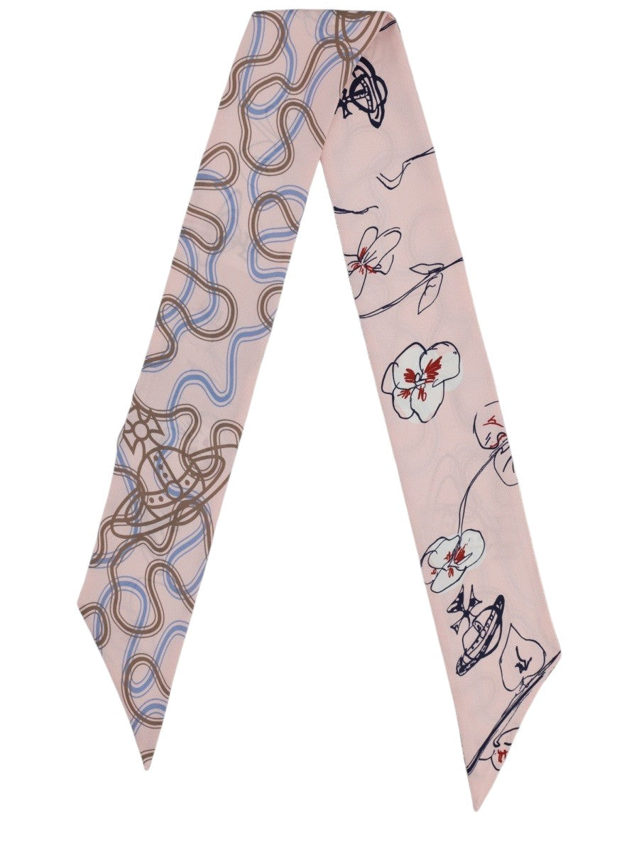 BEANDEAU "FLOWER & ORBS" klosmo-pink-silk-scarf-flower-orbs-print-a1b2c3d4