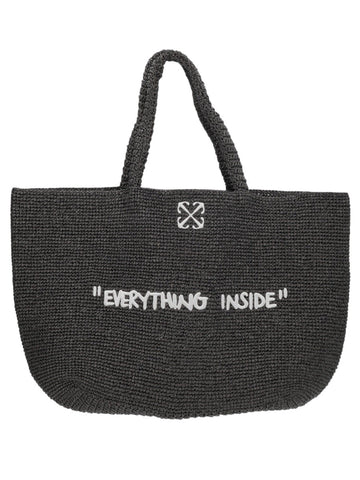 Off-white BORSA TOTE IN RAFIA CON RICAMO