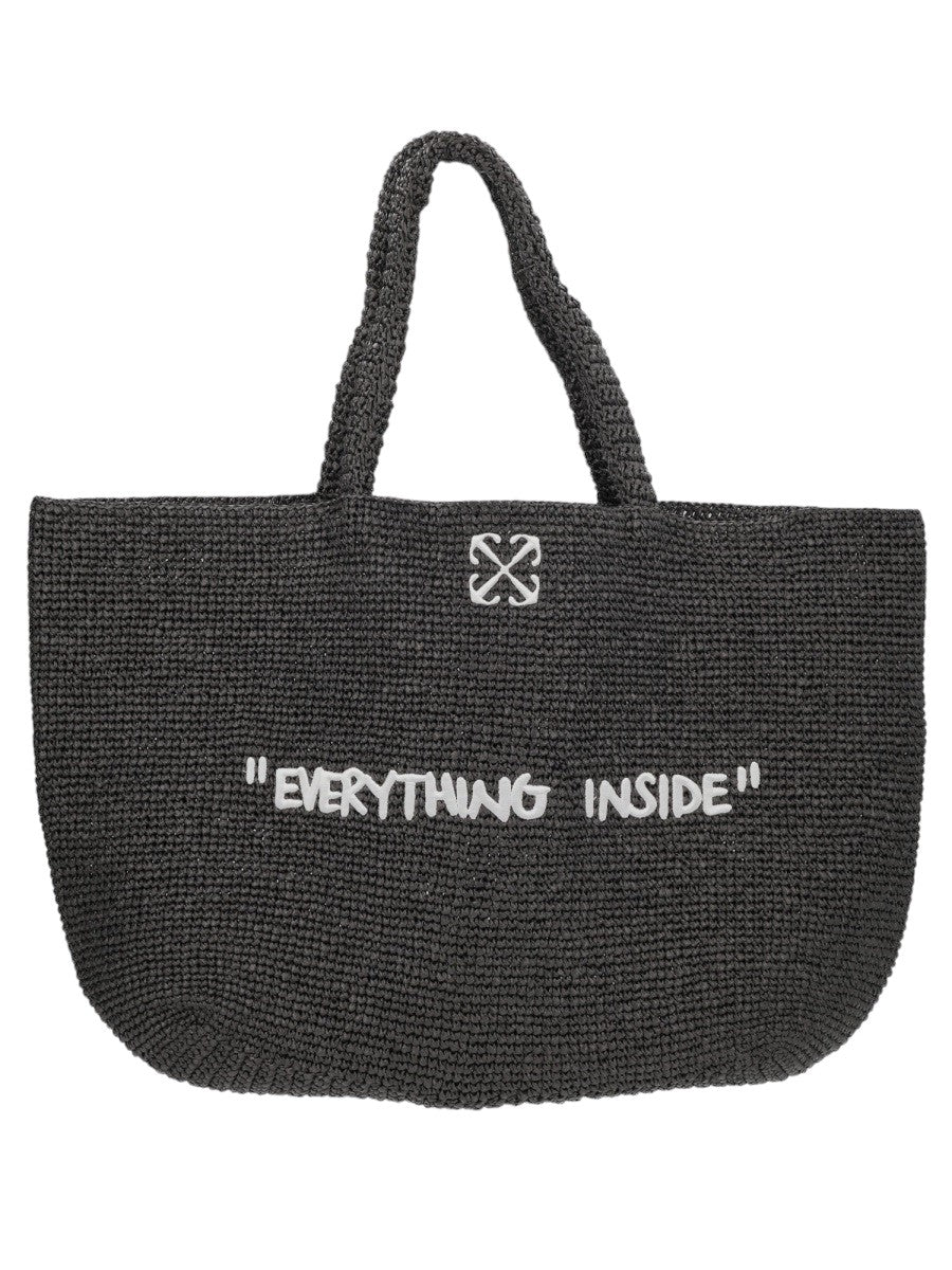 Off-white BORSA TOTE IN RAFIA CON RICAMO