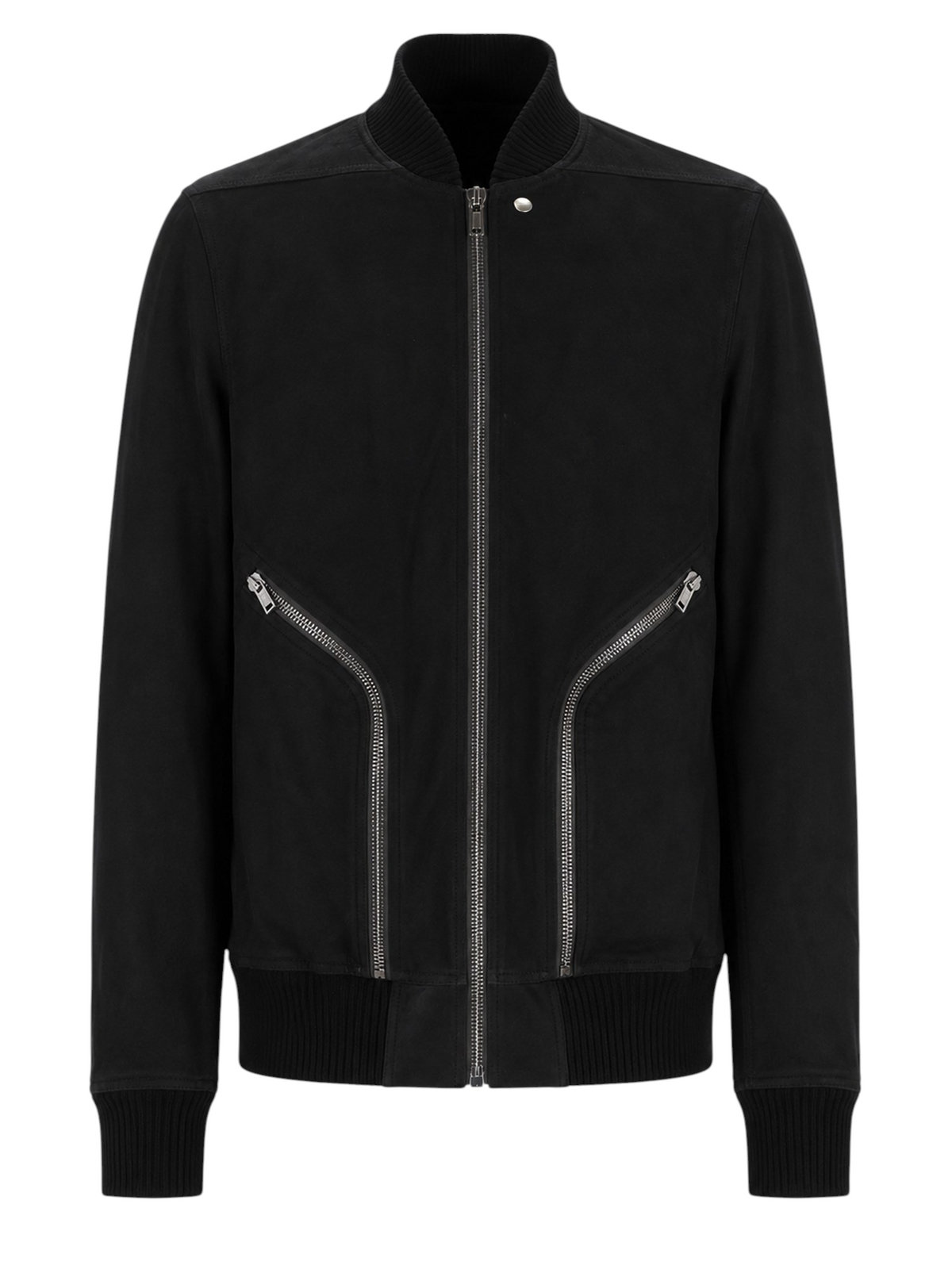 RICK OWENS - "HEIZER FLIGHT" Leather Bomber Jacket Black