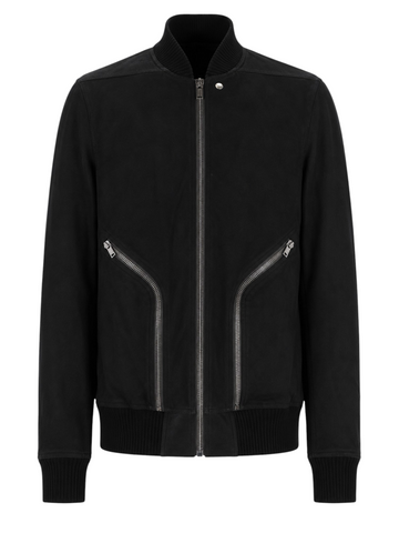 RICK OWENS - "HEIZER FLIGHT" Leather Bomber Jacket Black
