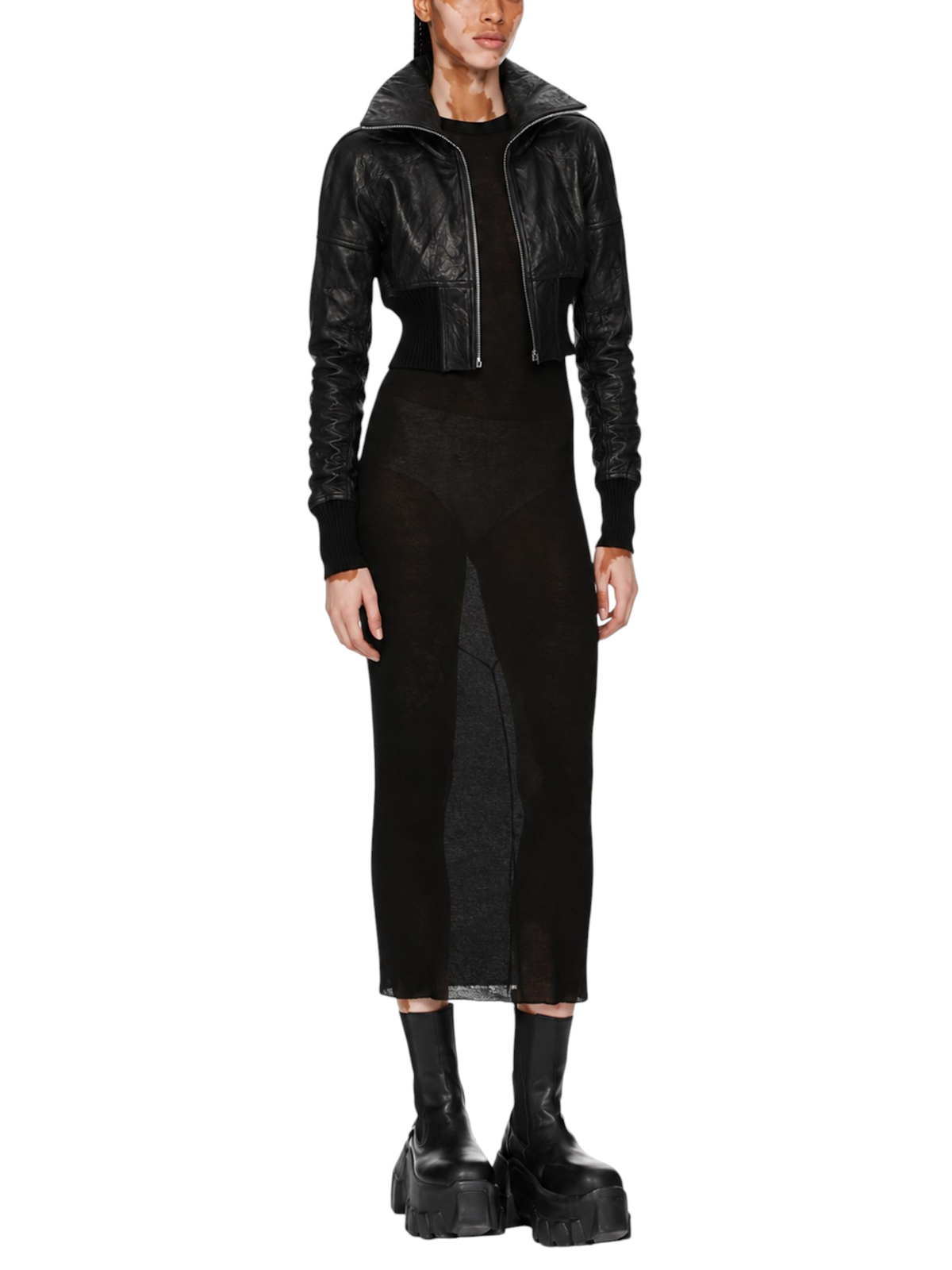 RICK OWENS - "DRACUFLIGHT CROPPED" Leather Jacket