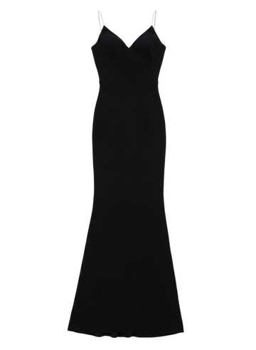 TOM FORD - ABITO DA SERA SMANICATO IN RASO CON RICAMI A CATENA klosmo-tom-ford-black-silk-evening-gown