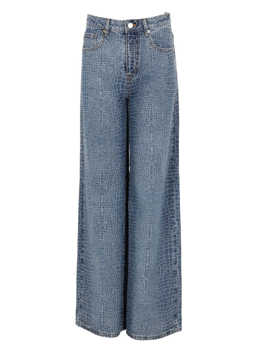 SELF-PORTRAIT SELF-PORTRAIT - JEANS CON STRASS EFFETTO COCCODRILLO