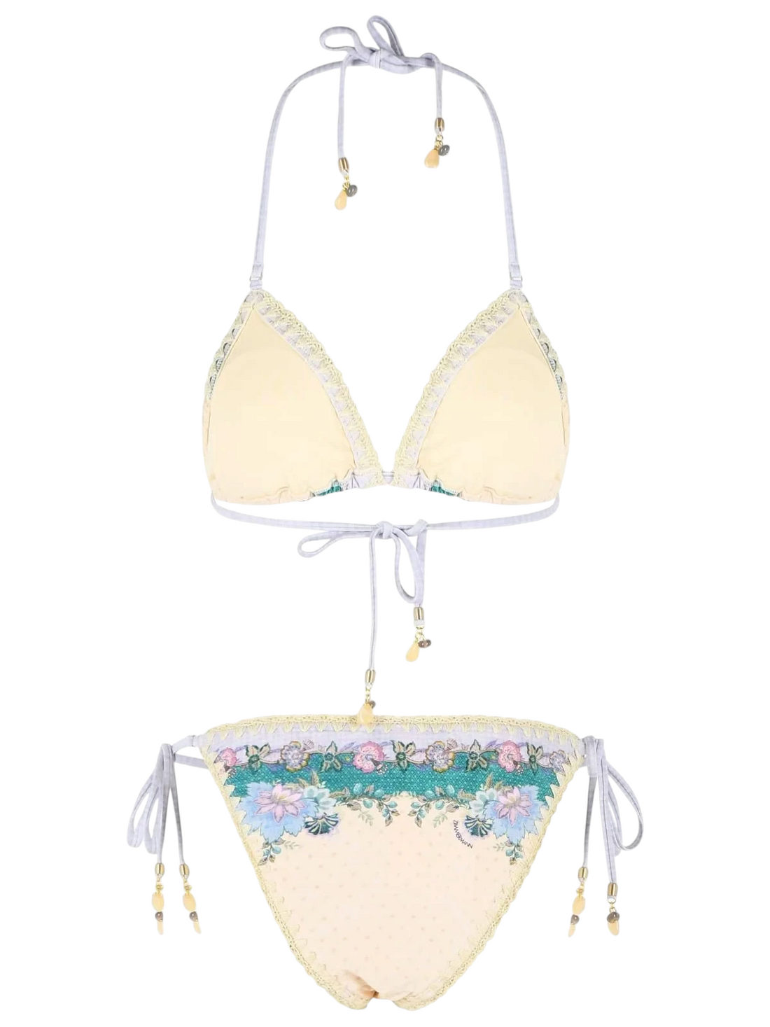 ZIMMERMANN - "INDRA" Floral-print Crochet-trimmed Bikini