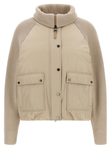 Brunello Cucinelli - Knit insert down jacket