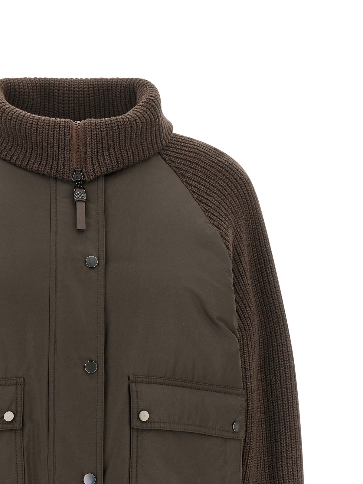 Brunello Cucinelli - Knit insert down jacket