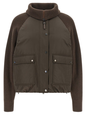 Brunello Cucinelli - Knit insert down jacket