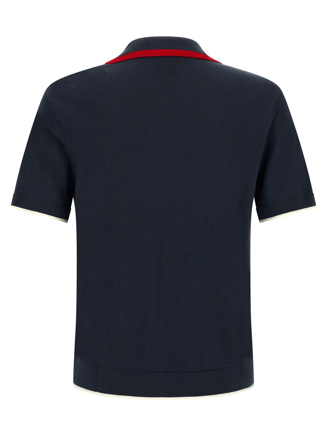 CASABLANCA - Knit polo shirt with zip Blue