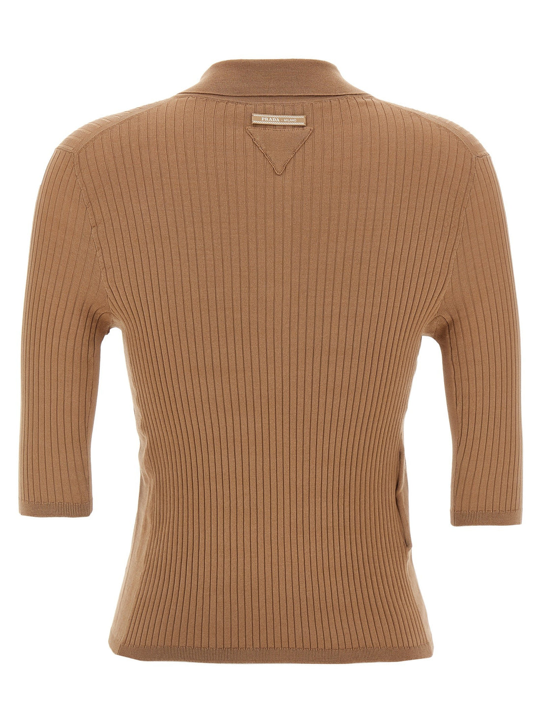 PRADA - Knitted polo shirt beige