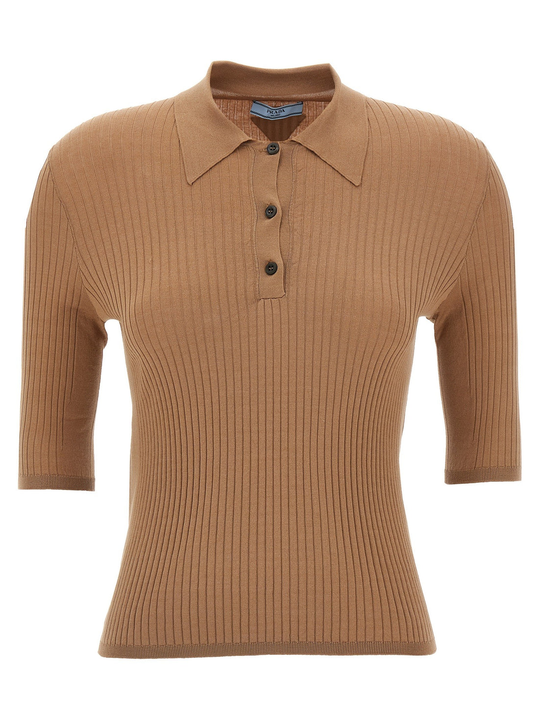PRADA - Knitted polo shirt beige