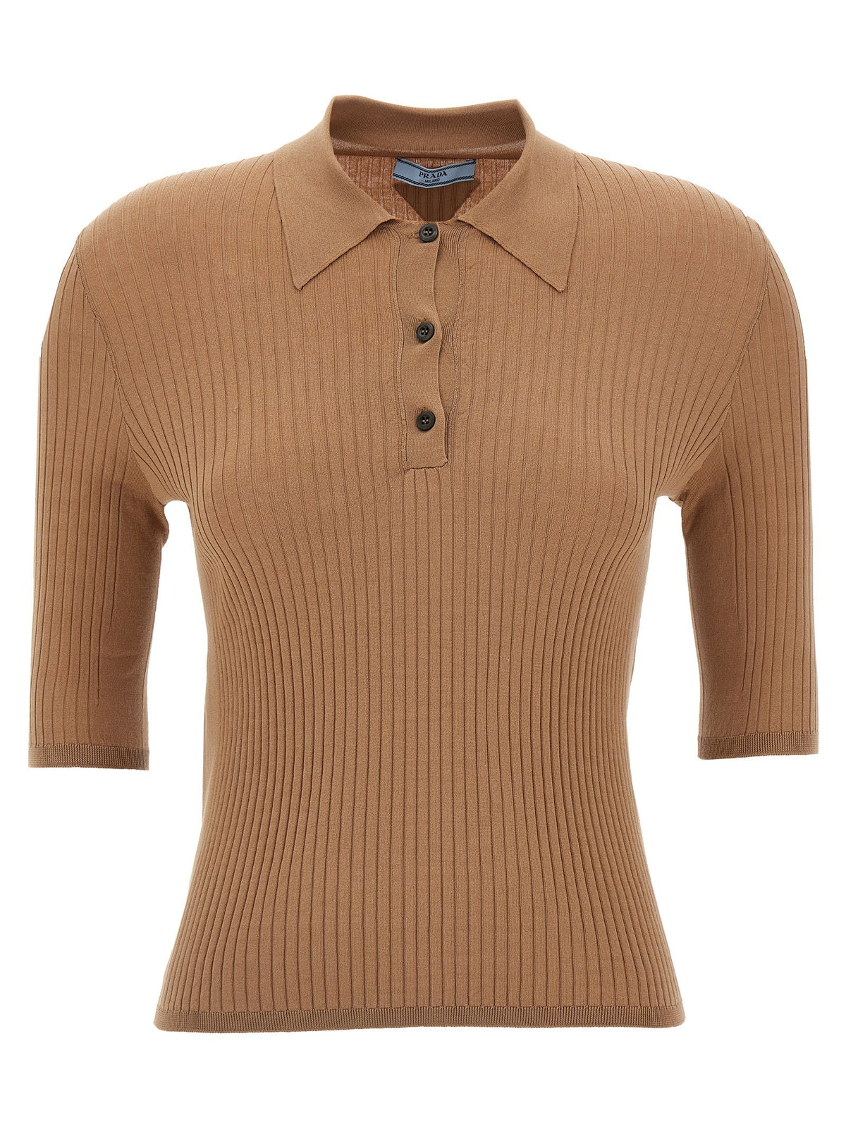 PRADA - Knitted polo shirt beige