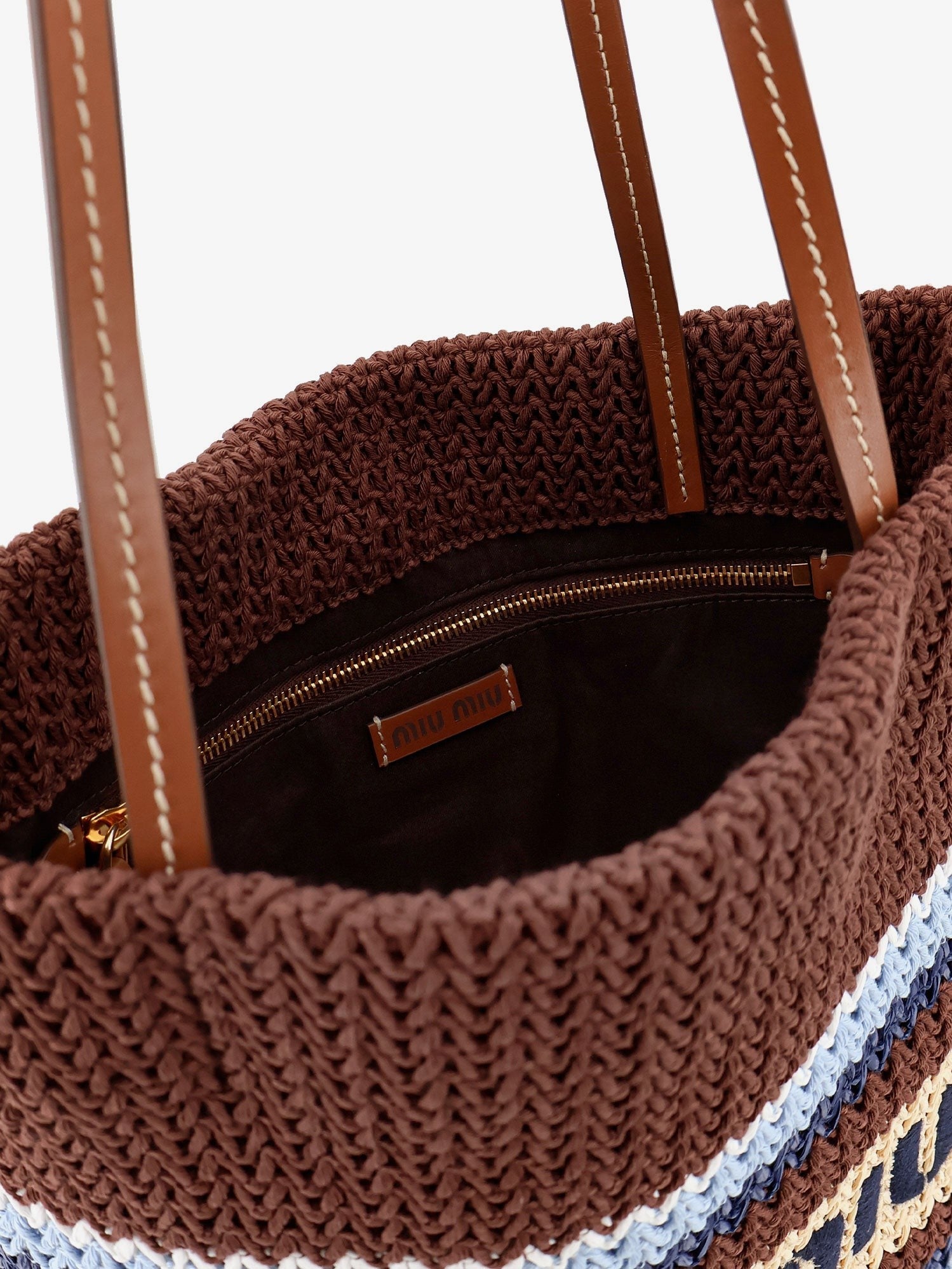 Miu Miu - Knitted shopping bag with embroidered logo on the front