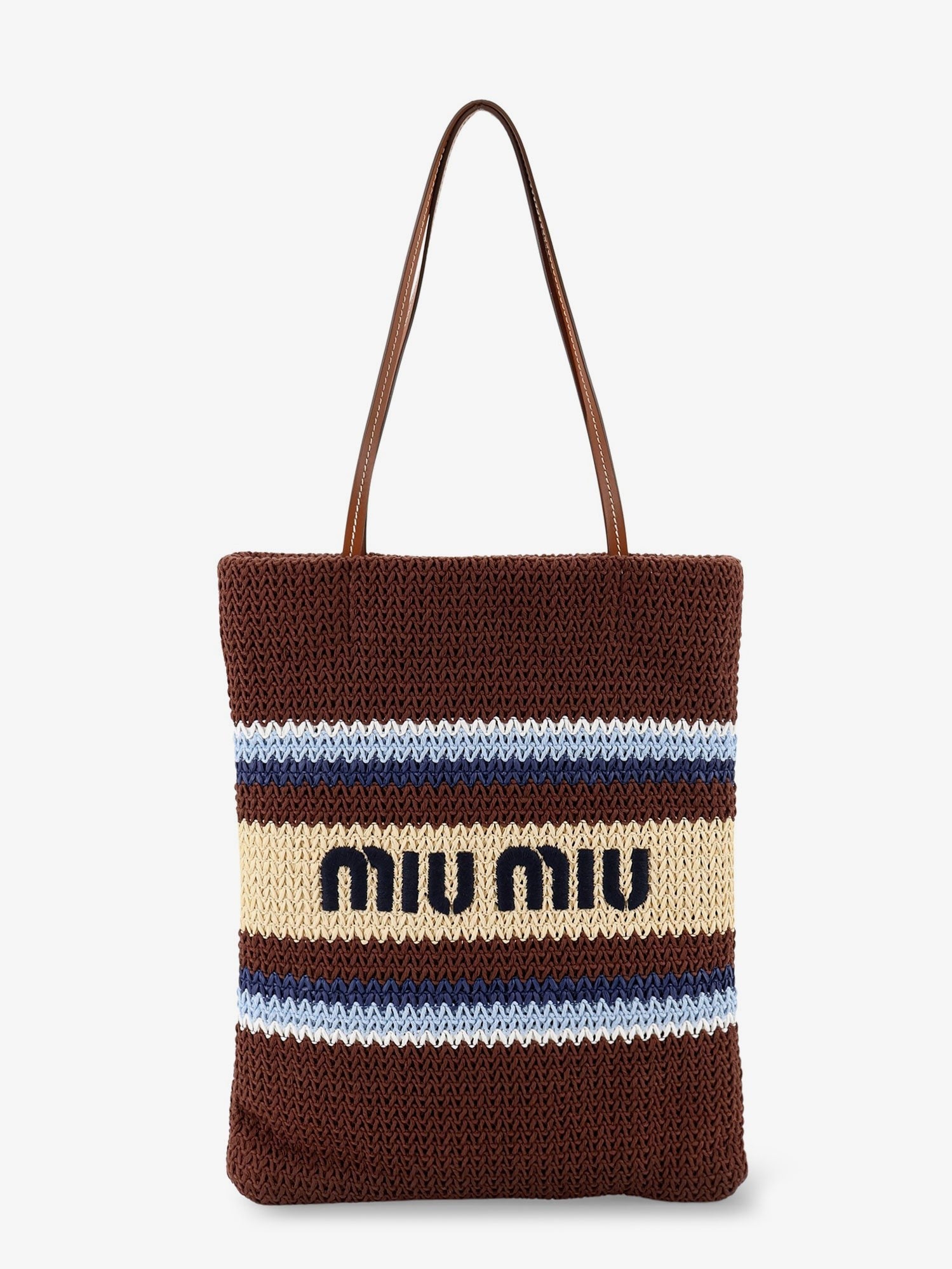 Miu Miu - Knitted shopping bag with embroidered logo on the front