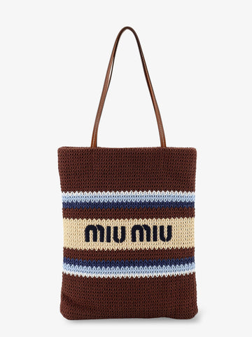 Miu Miu - Knitted shopping bag with embroidered logo on the front