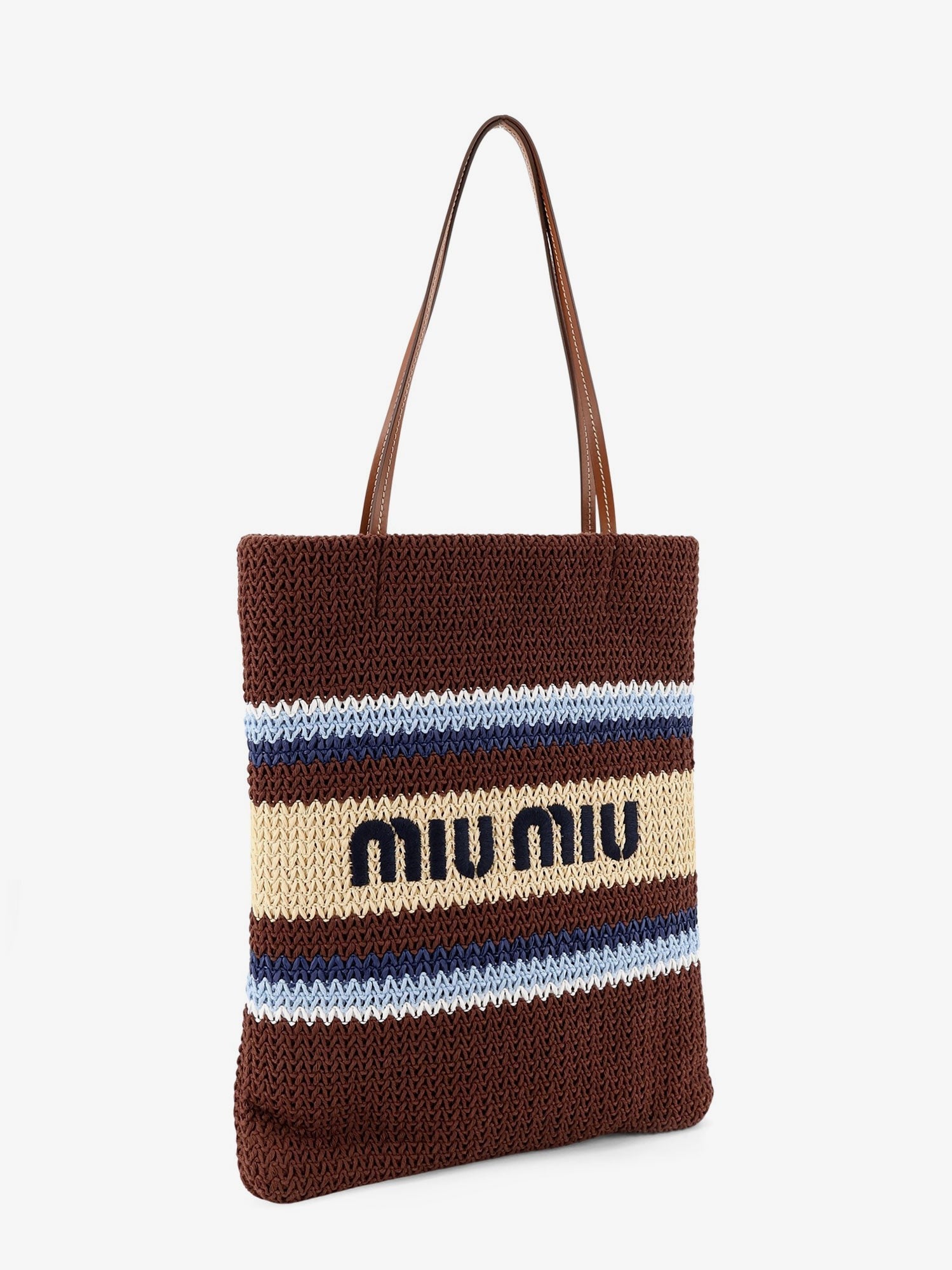 Miu Miu - Knitted shopping bag with embroidered logo on the front