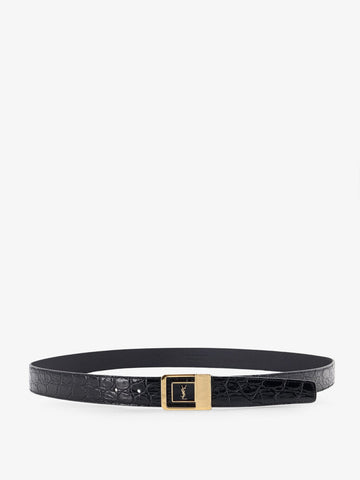 Saint Laurent - La 66 crocodile-embossed leather belt Nero