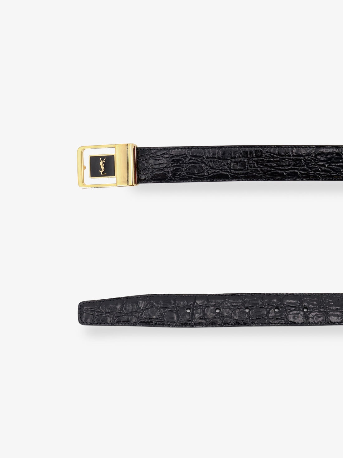 Saint Laurent - La 66 crocodile-embossed leather belt Nero
