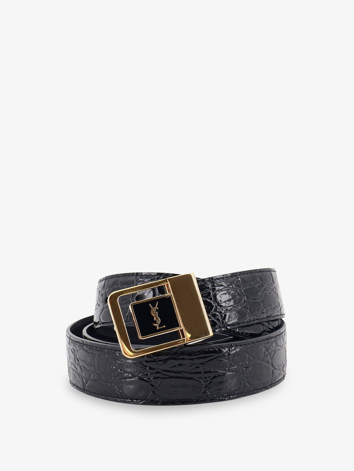 Saint Laurent - La 66 crocodile-embossed leather belt