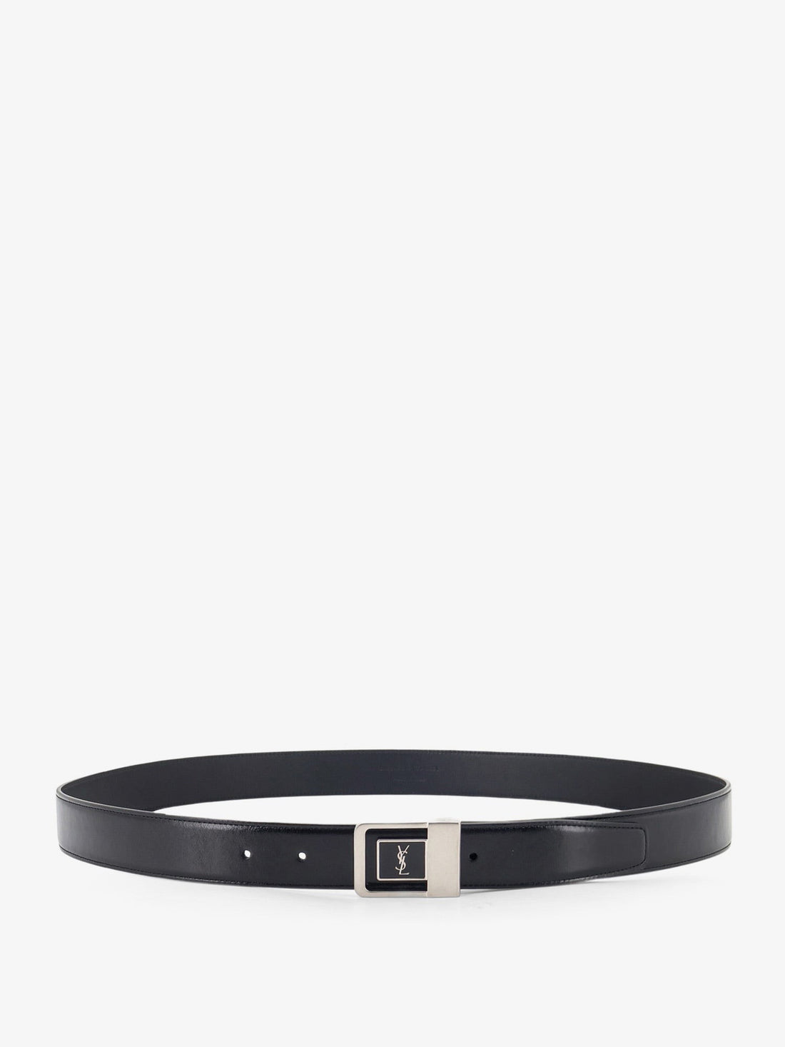 Saint Laurent - La 66 leather belt with silver metal buckle Nero