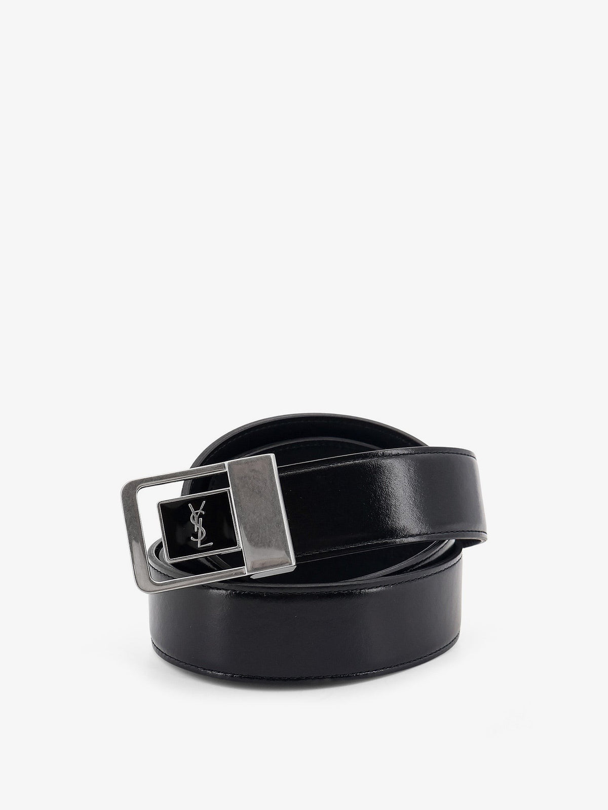 Saint Laurent - La 66 leather belt with silver metal buckle