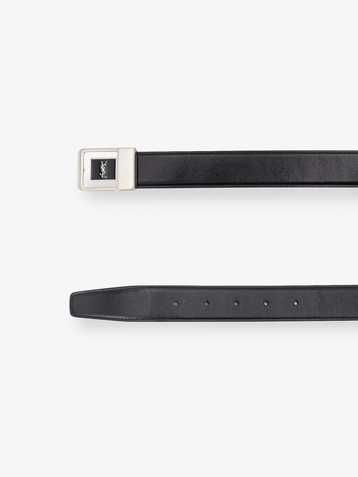 Saint Laurent - La 66 leather belt with silver metal buckle