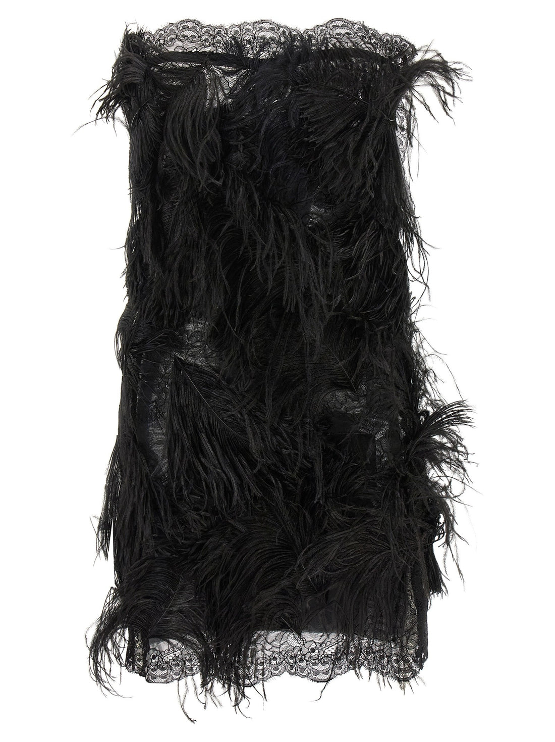 The Attico - Lace and feather dress Black