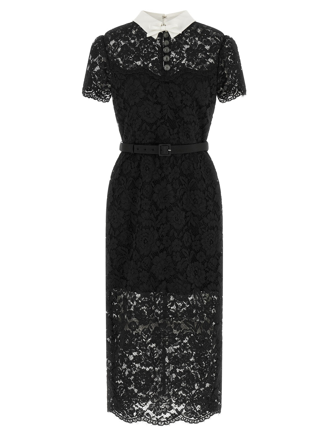 SELF-PORTRAIT - Lace dress with collar Black