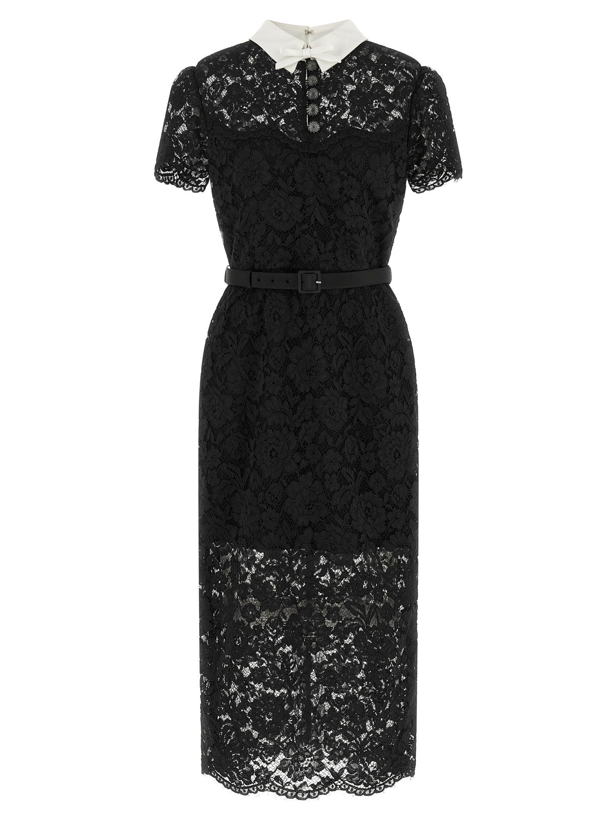 SELF-PORTRAIT - Lace dress with collar Black