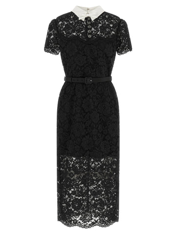 SELF-PORTRAIT - Lace dress with collar Black