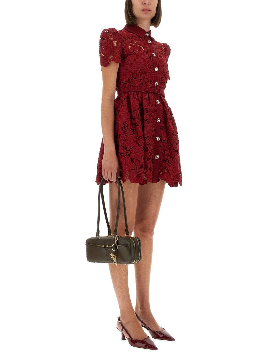 LACE MINI DRESS WITH COLLAR