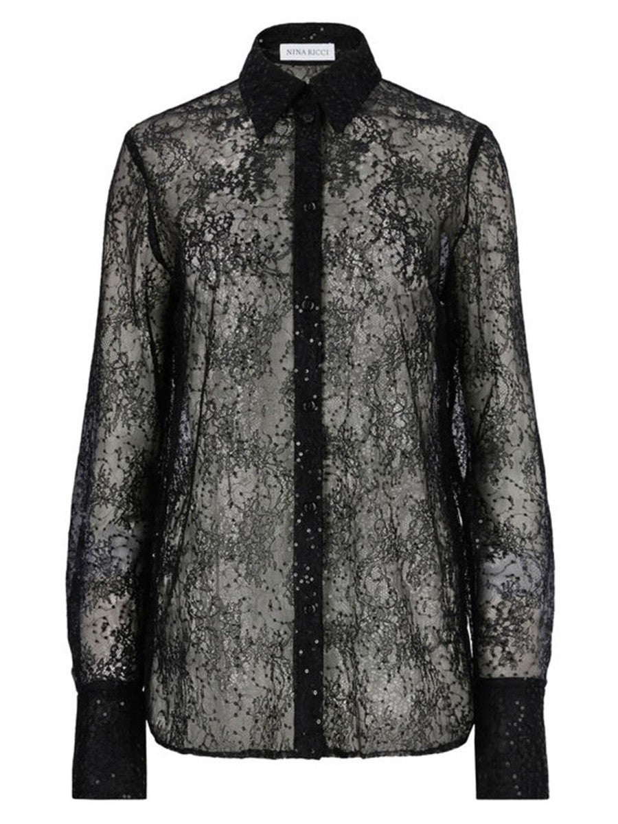 NINA RICCI - LACE SHIRT WITH SEQUINS