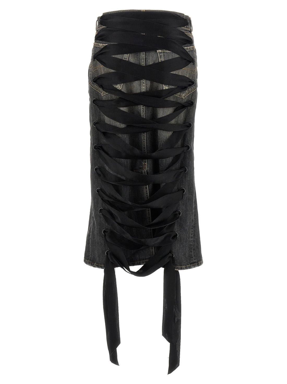 Balenciaga - 'Lace Up' denim skirt gray 38 FR
