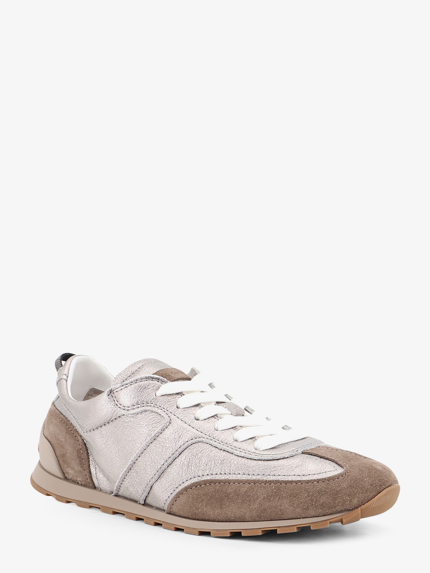 Brunello Cucinelli - Laminated leather and suede sneakers