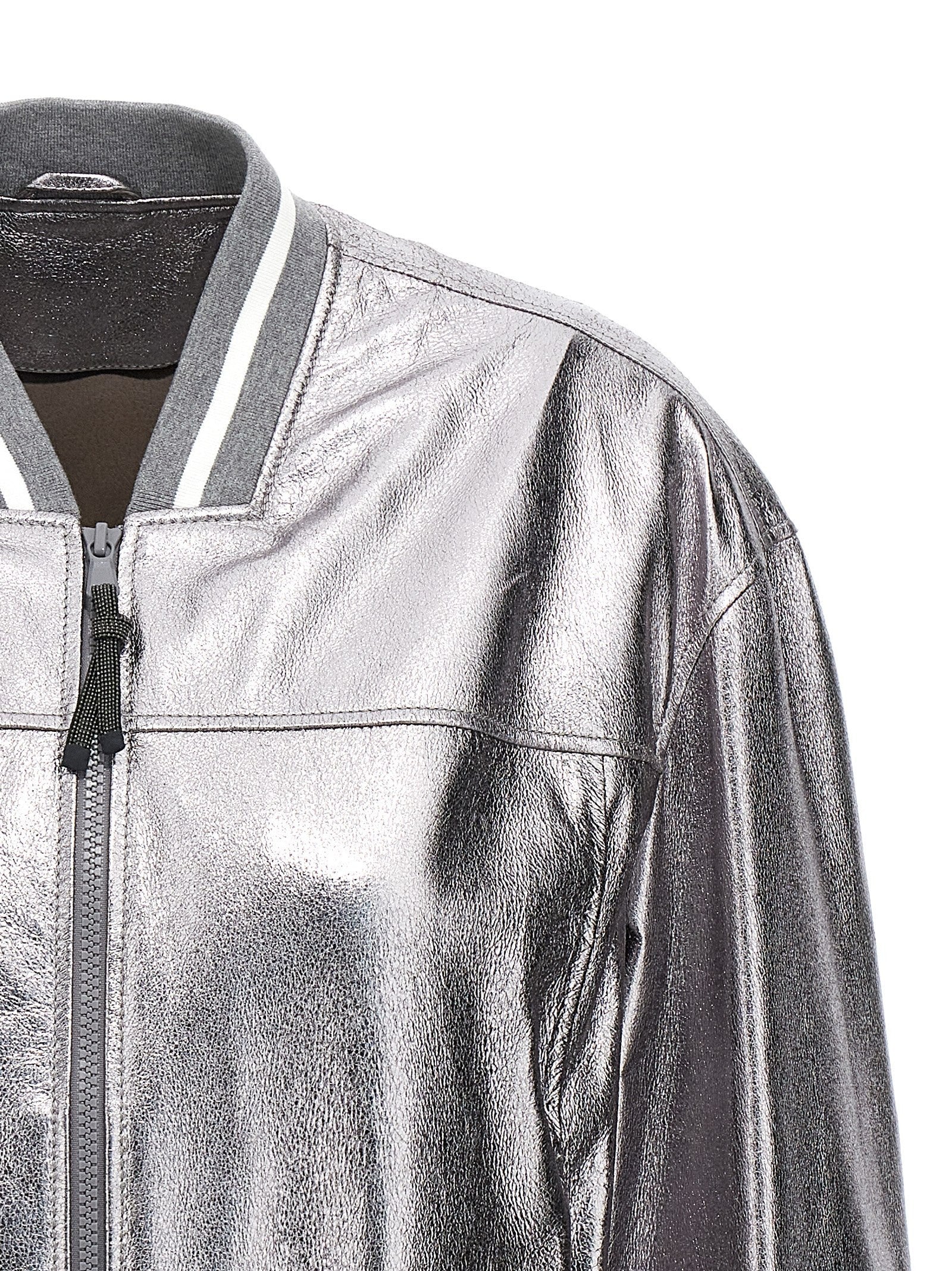 Brunello Cucinelli - Laminated leather bomber jacket
