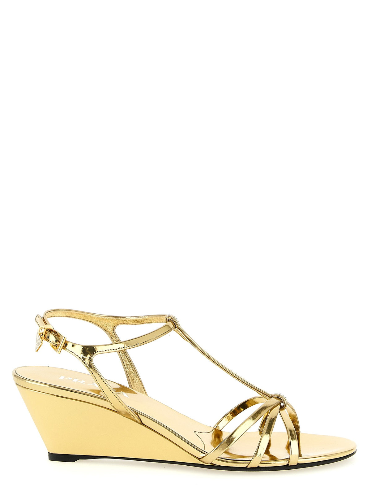 PRADA - Laminated leather sandals gold 40