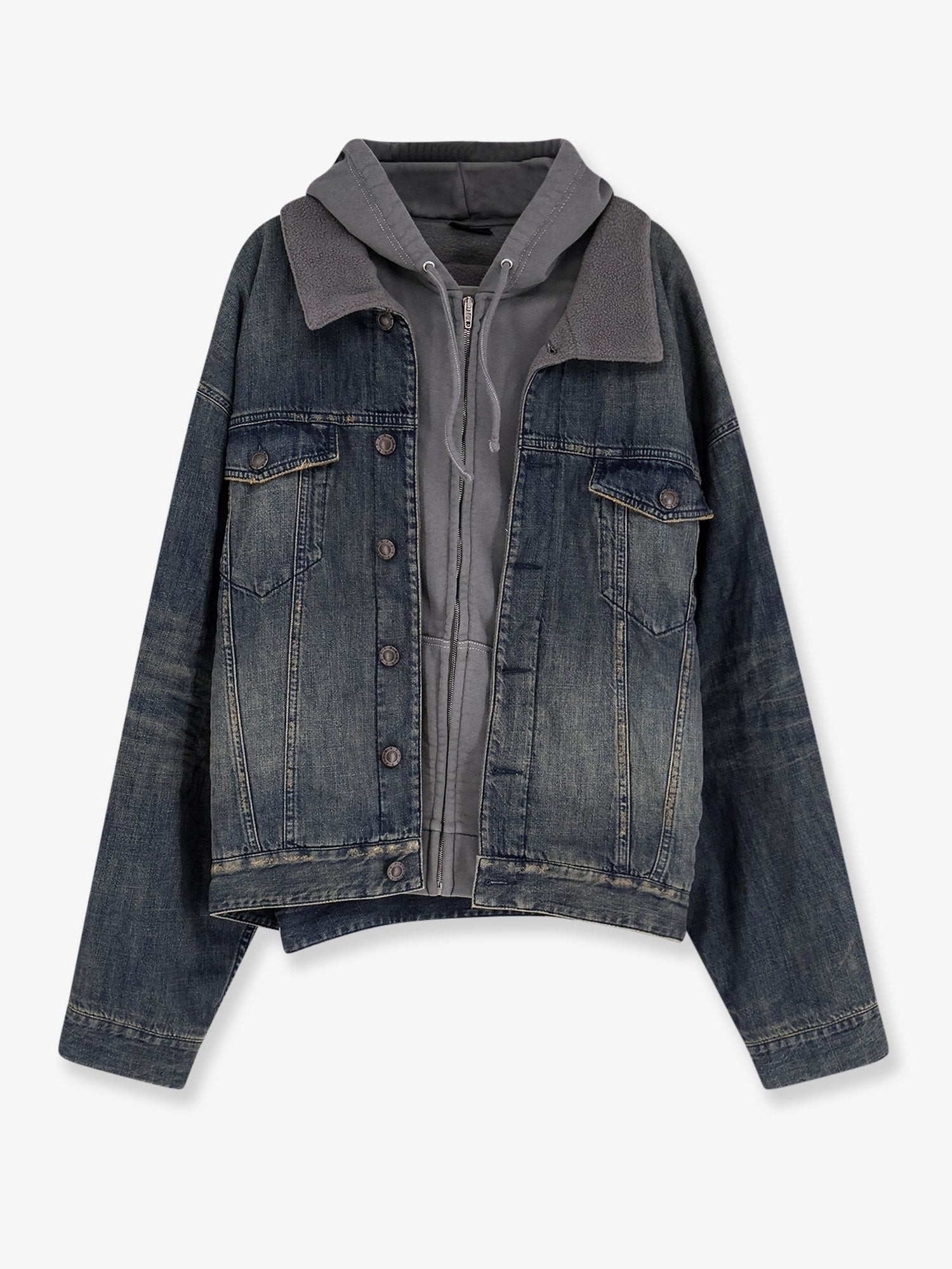 Layered cotton denim jacket