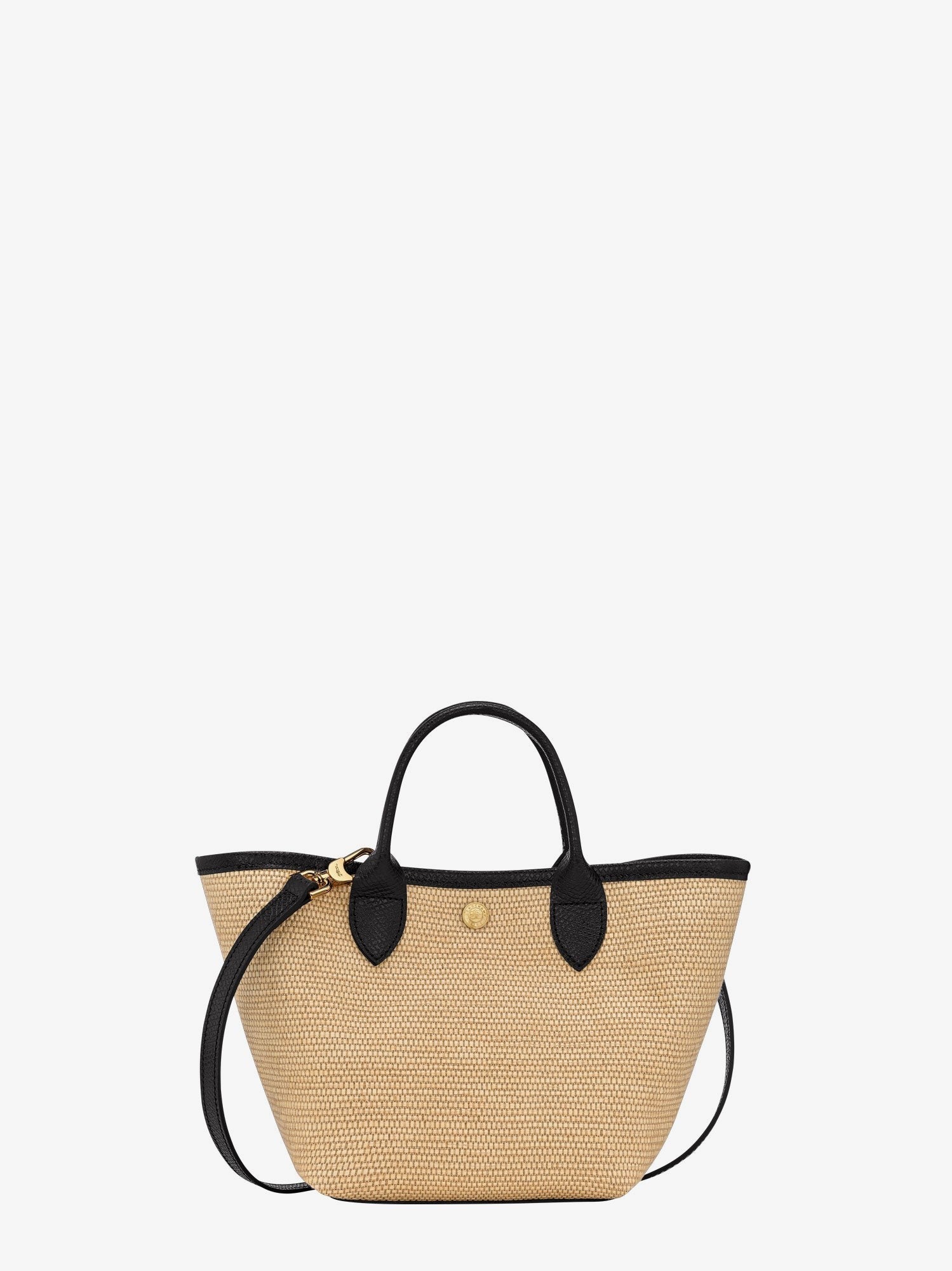 Le Panet Pliage raffia and leather crossbody bag