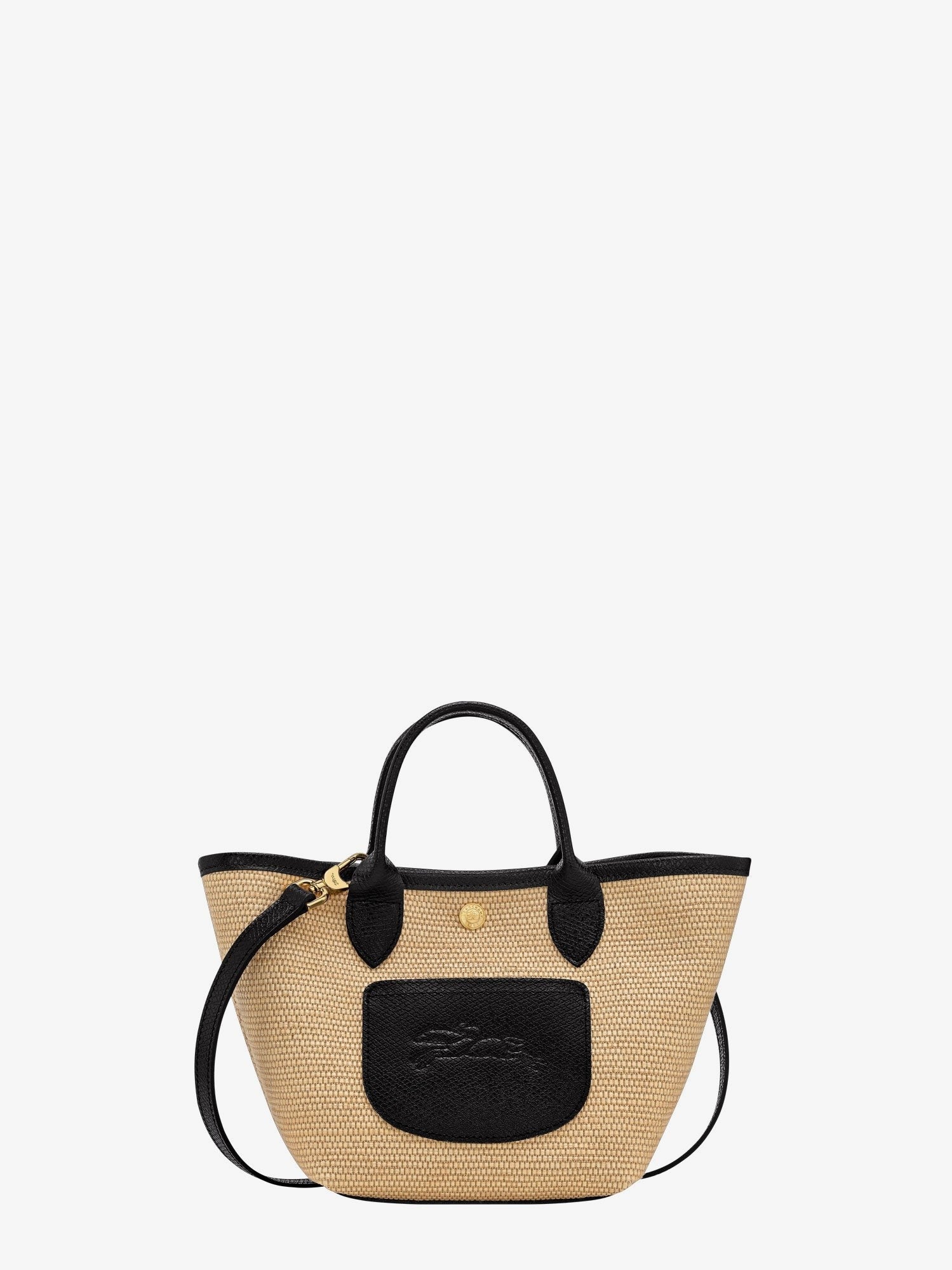 LONGCHAMP PARIS Le Panet Pliage XS raffia and leather crossbody bag