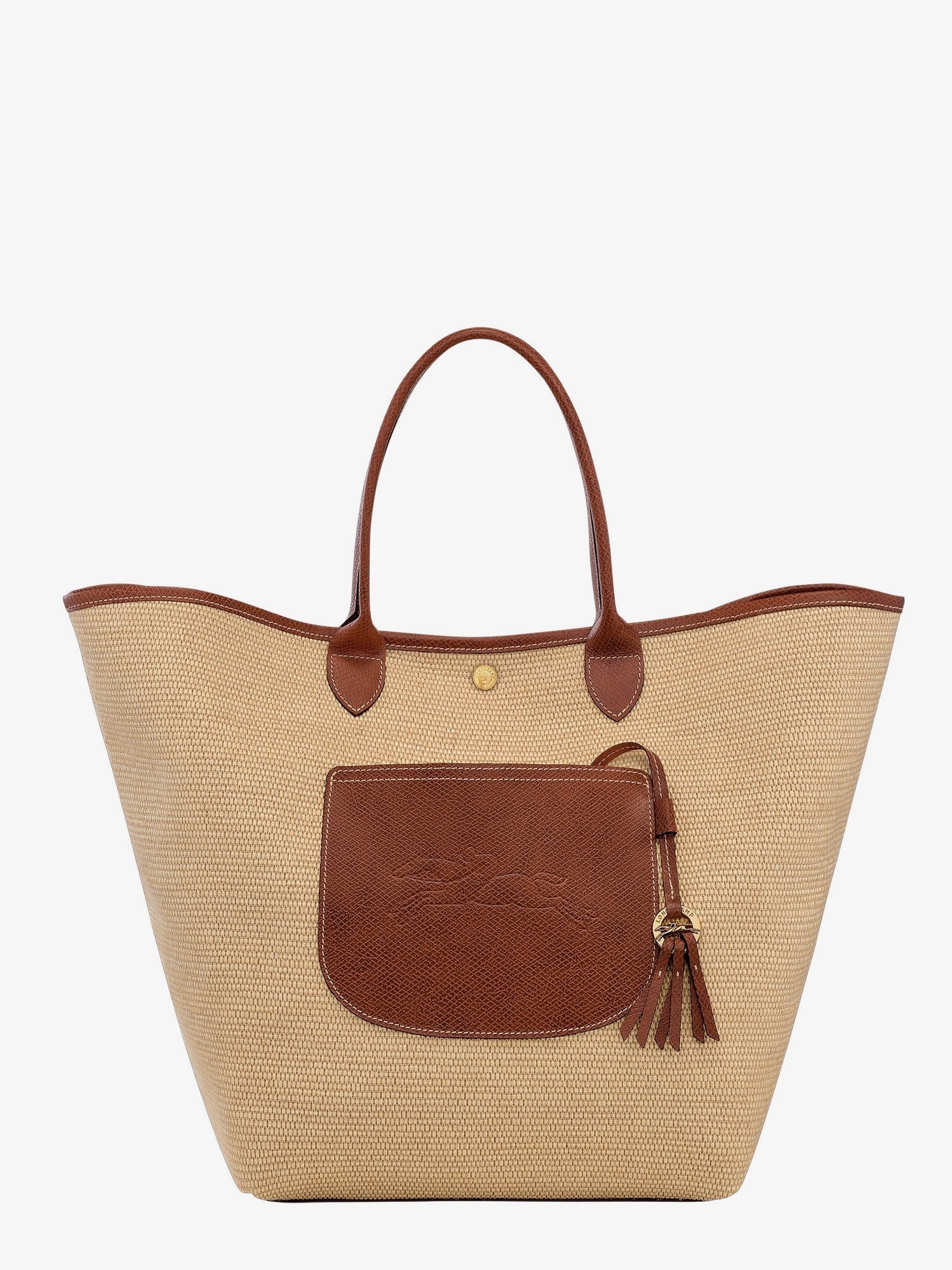 LONGCHAMP PARIS - Le Panier Pliage L raffia and leather shoulder bag