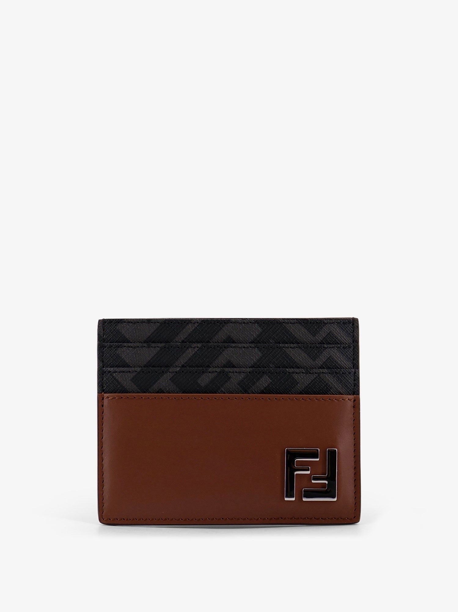Fendi Fendi - Leather and FF fabric card holder