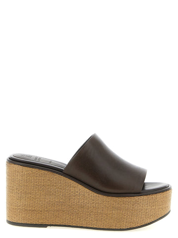 Brunello Cucinelli - Leather and raffia wedges leather-and-raffia-wedges