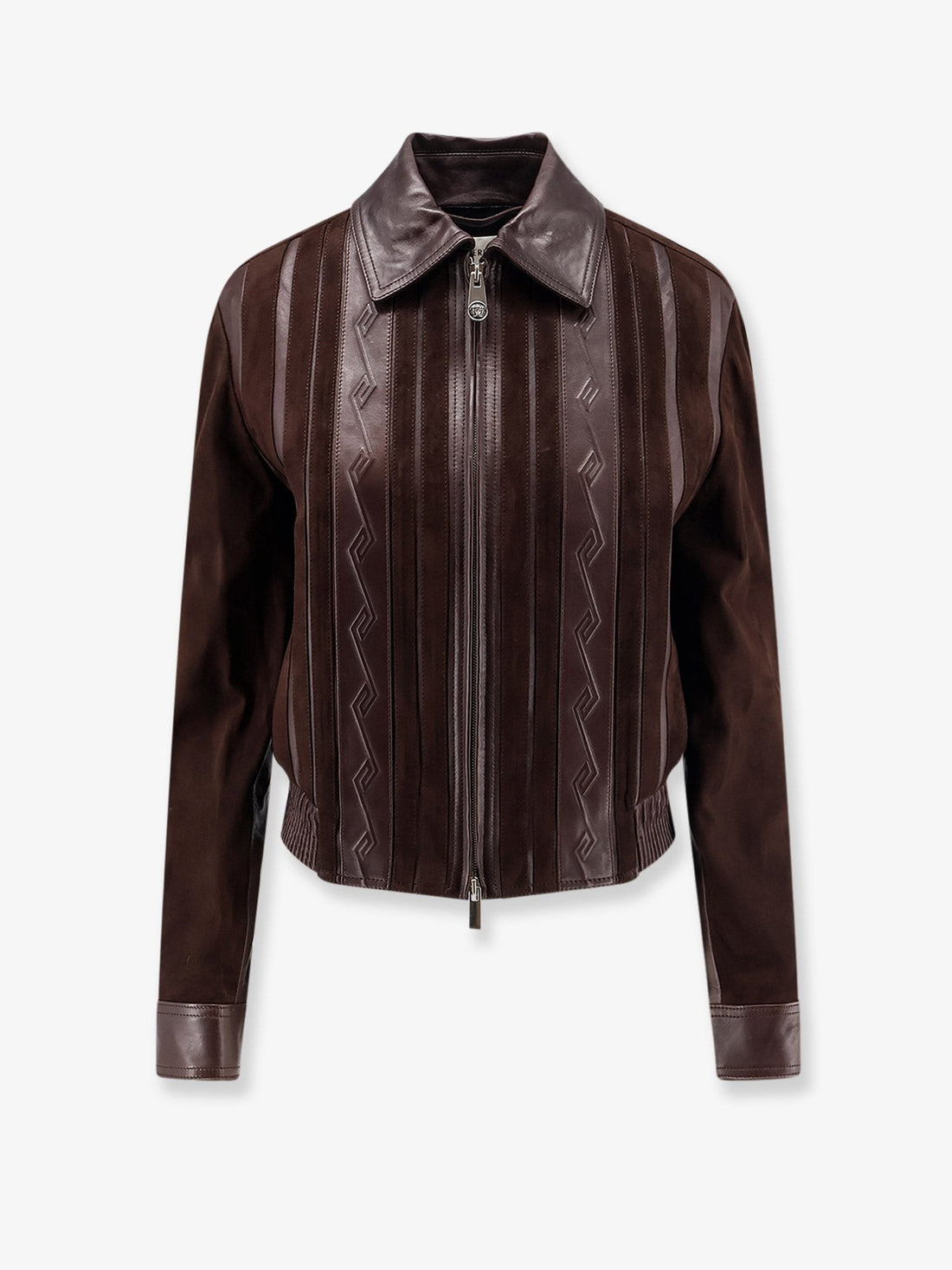 Versace - Leather and suede jacket Brown