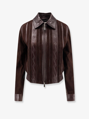Versace - Leather and suede jacket Brown