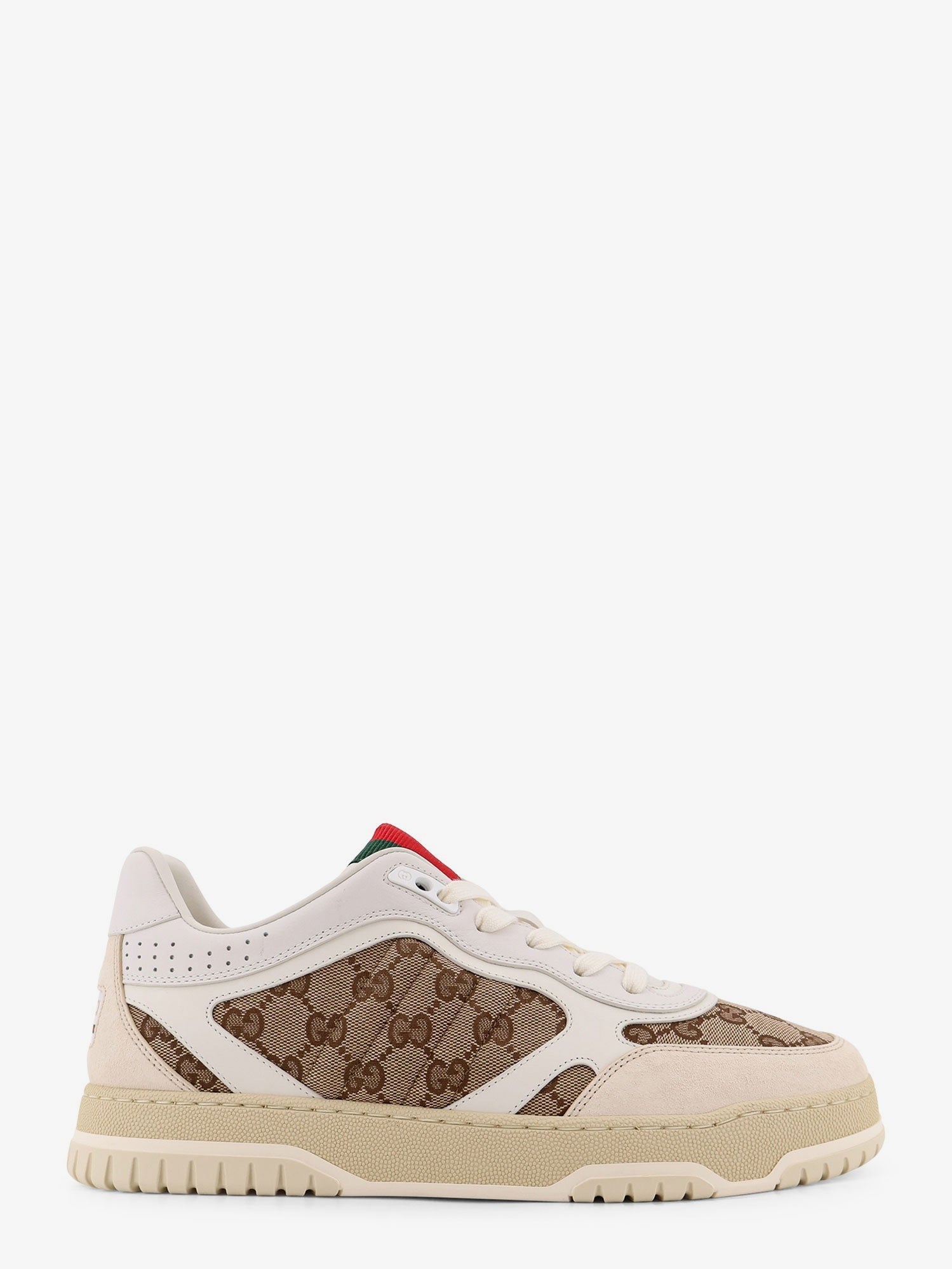 Gucci Gucci - Leather and suede Low-top Re-Web sneakers with GG Supreme fabric inserts